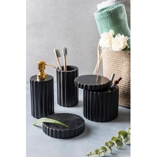 GAURI KOHLI Roksana Black Marble Bath Accessories, Set of 4