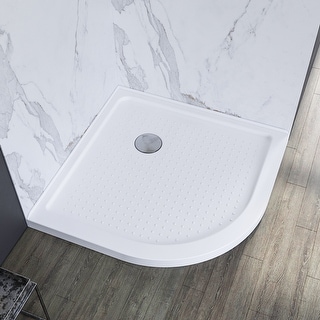 ELEGANT Shower Base 38" D x 38" W x 3" H Stainless Steel Drain - 38" x 38"