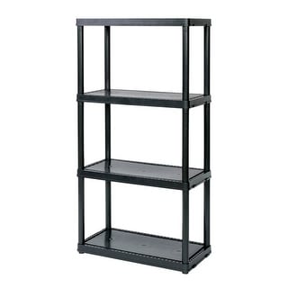 Gracious Living 4-Shelf Resin Indoor Garage Storage Organizer Shelves, Black