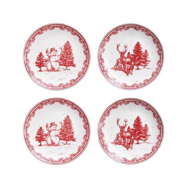 American Atelier Christmas Appetizer Plates Set of 4 - 8 Inch