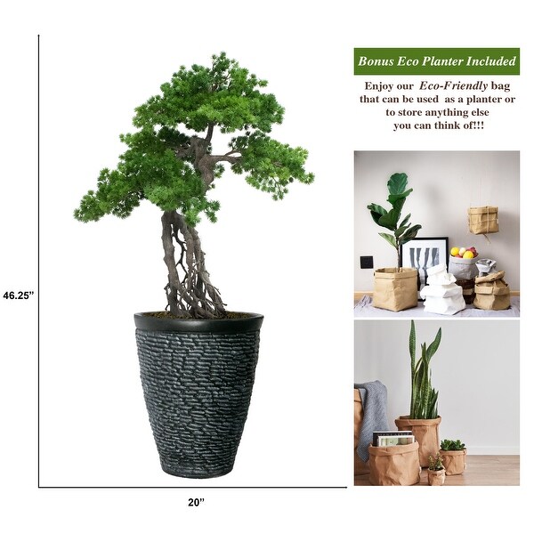 Vintage Home Artificial Faux Real Touch 4.67 Feet Tall Pine Tree With Fiberstone Planter - 56"