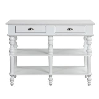 Rectangular Kitchen Island with 2 Drawers in White