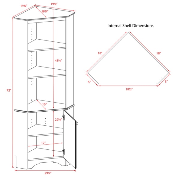 Prepac Elite Winslow White Tall 1-Door Corner Storage Cabinet