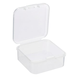24pcs Clear Storage Container with Hinged Lid 45x20mm Plastic Square Craft Box
