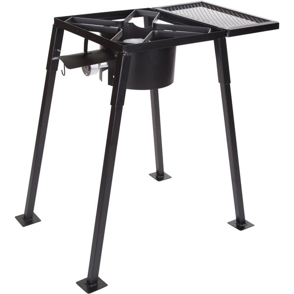 Stansport Single Burner Outdoor Propane Stove with Mesh Shelf - Black - 25.75" L x 15.75" W x 30.5" H