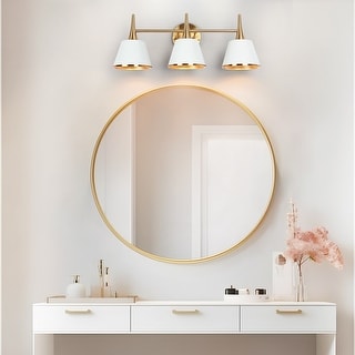 Nisa Modern Gold 3-Light Linear Bathroom Vanity Light Transitional Metal Wall Sconces - L 22.5"* W 7.9"* H 9"