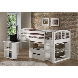 Addison Junior Low Loft Bed and Desk Set with Storage Drawers