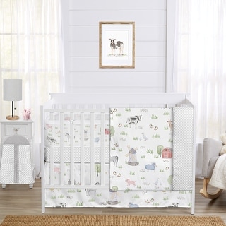 Farm Animals Boy Girl Sweet Jojo Designs 6p Crib Bedding + BreathableBaby Breathable Mesh Liner Anti Bumper Pad Watercolor Pig