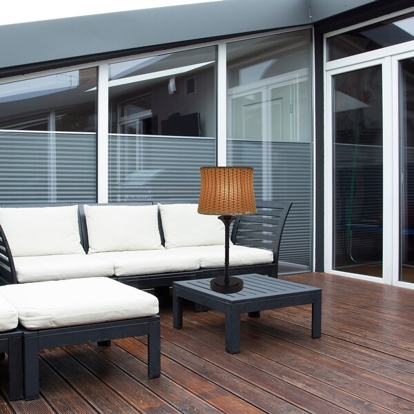 Pocologan Brown 25.25-inch Outdoor Table Lamp by Havenside Home - 12.5L x 12.5"W x 25.25"H