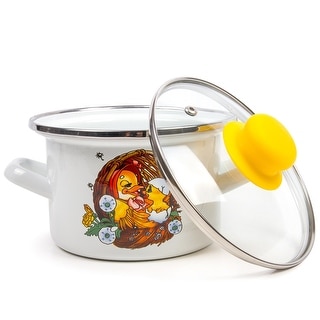 STP Goods Cute Ducklings Enamel on Steel 1.6-quart Pot w/Lid