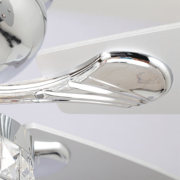 52" Chrome Crystal Flush Mount Ceiling Fan with Light Kit and Remote