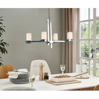 Eglo Vlacker 4-Light Linear Pendant w/ Chrome Finish & Frosted Opal Glass