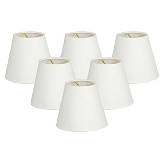 Royal Designs Hardback Empire Linen White 3 x 5 x 4.5-inch Clip-on Chandelier Lamp Shade (Set of 6)