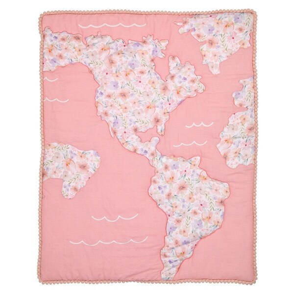 Lambs & Ivy Girls Rule the World Pink Floral 4-Piece Baby Crib Bedding Set