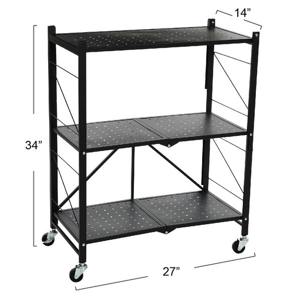 Metal 3-Tier Foldable Utility Rack - 26.8"L x 13.8"W x 33.8"H