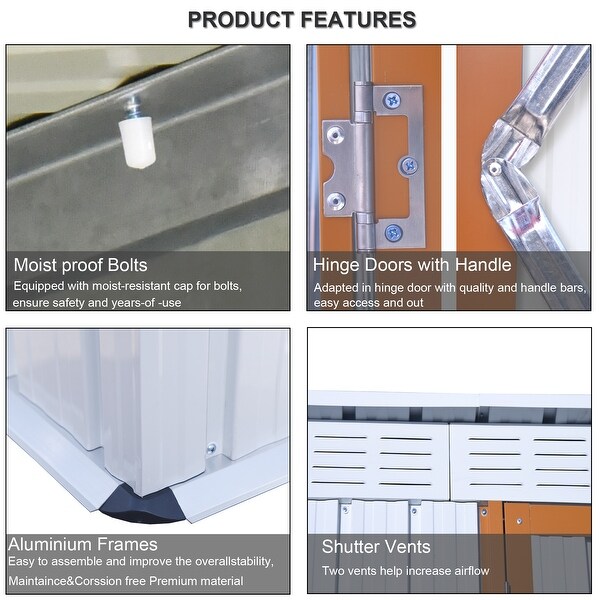 Outdoor 5X3 Ft Metal Storage Shed w/Lockable Doors,for Lawn Backyard