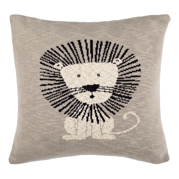 SAFAVIEH Baby Collection Dandy Lion Pillow - Grey / Black - 20 " x 20"
