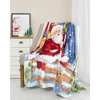 Christmas Throw 50X60 Santa At The Door Ultra Soft - Multi-color