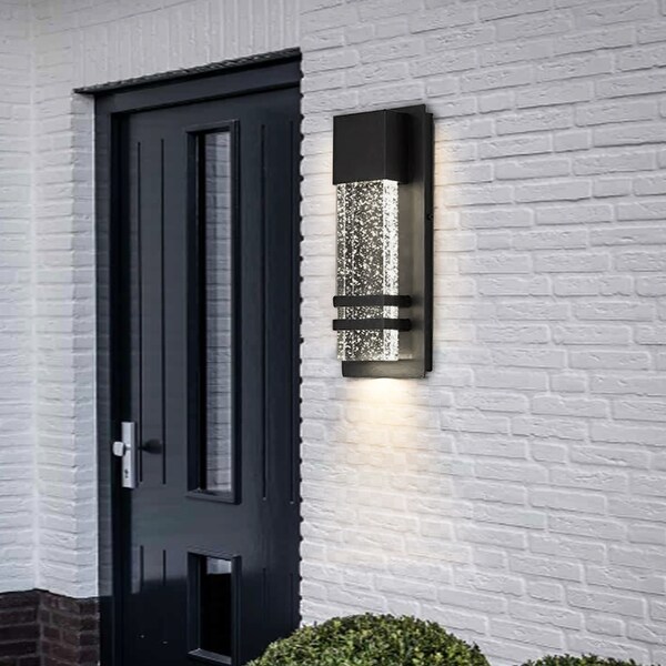 14 inch Black 12W Crystal Bubble Glass Modern LED Wall Sconce - 14 inch