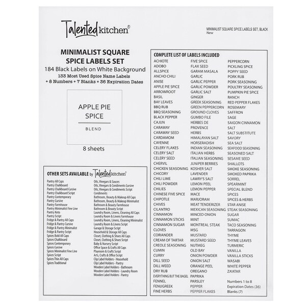 184 Spice Labels Stickers, Preprinted White Spice Jar Labels, Water Resistant