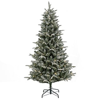 6 ft. Pre-Lit Snowy Libby Fir Tree with LED Lights - 6 ft