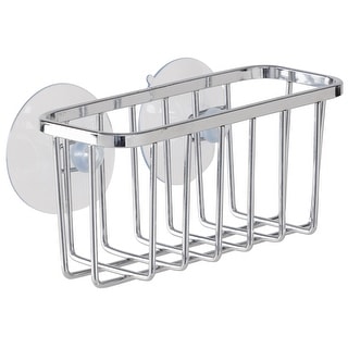 Simply Kitchen Details Silvertone Chrome Iron Suction-mount Sponge Holder - 5.5" x 2.0" x 2.5"