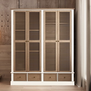 Large Classic Shutter Door Wardrobe Closet Versatile Storage Solution