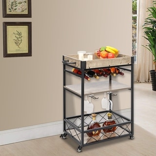 Kitchen Serving Cart with Swivel Castors
