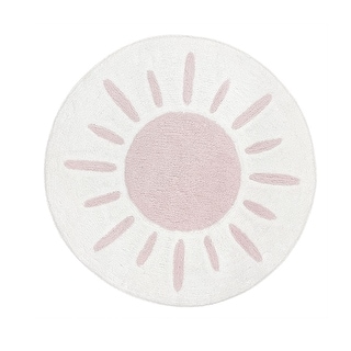 Boho Desert Sun Collection Accent Floor Rug (2'5" Round) - Pink Mauve White Bohemian Watercolor Southwest Nature Outdoors