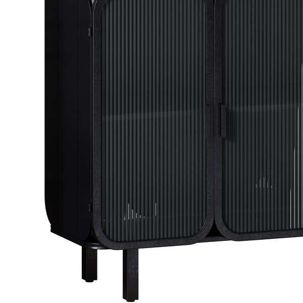 40.94"Glass Doors Modern Three-door Cabinet