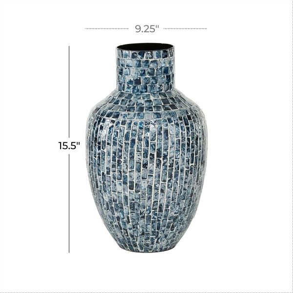 Blue Wood Coastal Vase 16 x 9 x 9