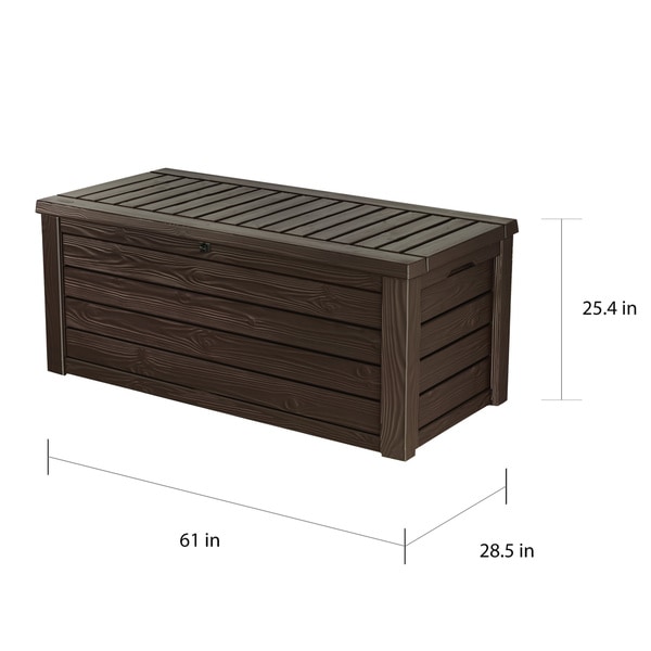 Keter Westwood 150 Gallon Resin Large Storage Deck Box Organization for Lawn Patio Tools and Furniture