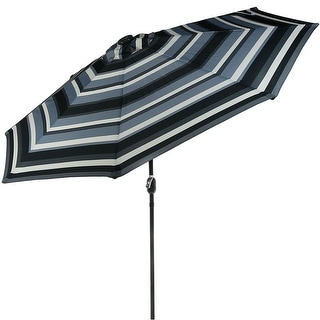 Sunnydaze 9-Foot Aluminum Solar LED Lighted Umbrella with Tilt & Crank