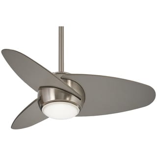 Slant 36" Led Ceiling Fan in Brushed Steel finish w/ Silver blades by Minka Aire