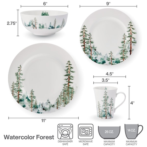 Mikasa Watercolor Forest 16PC DW Set, Service for 4