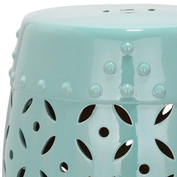 SAFAVIEH Paradise Harmony Light Blue Ceramic Decorative Garden Stool