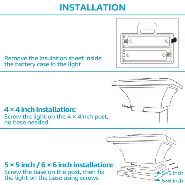 Solar Outdoor Post Cap Lights, IP65 Waterproof Square Fence Light - 4PACK