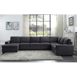 Copper Grove Palaiseau Dark Grey Linen Modular Sectional Sofa Set