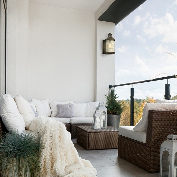 Eglo San Mateo Creek 16-inch, 1-Light Outdoor Wall Light with Oil Rubbed Bronze Finish and Clear Seeded Glass