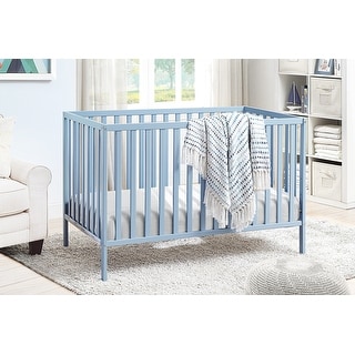 53.5 Inch 3-in-1 Wood Baby Blue Crib with Guardrail, Island Crib