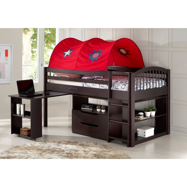 Addison Junior Low Loft Bed and Desk Set with Storage Drawers