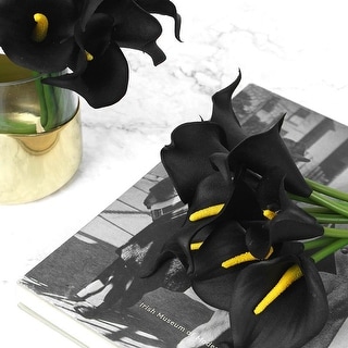 FloralGoods Real Touch 9 Calla Lily Bouquet in Black 13" Tall