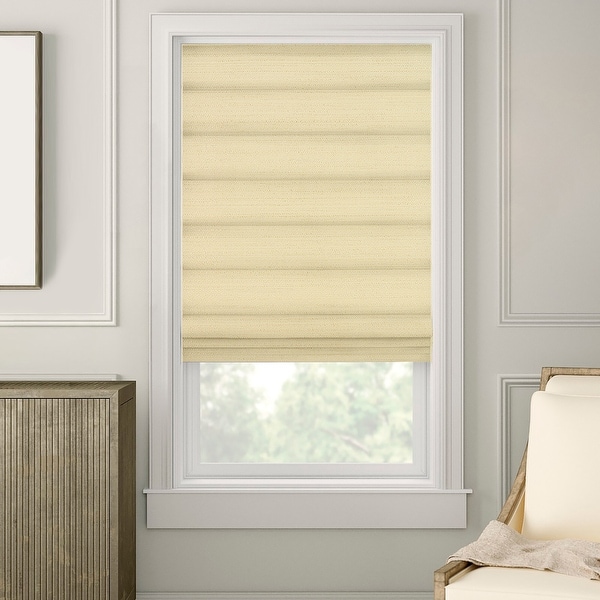 Connect White Gray and Linen Cordless Privacy Lined Roman Shade