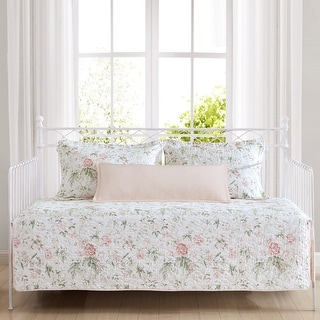 Laura Ashley Breezy Floral Cotton Pink 4 Piece Daybed Cover Set
