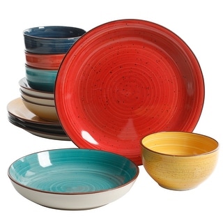 4 Assorted Colors Speckled Dinnerware Set 12 Pieces