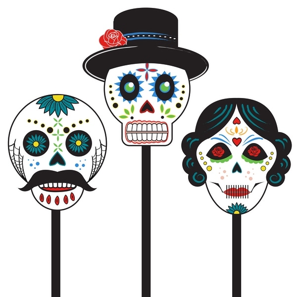 Spooky Town Day Of The Dead 22 Inch Sugar Skulls Outdoor Led Pathway Markers Halloween Décor
