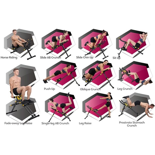 MBB Adjustable Multifunction Abdominal Home Gym Equipment Workout Chair, Black - 20.5