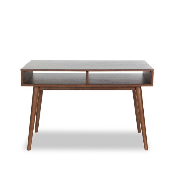 Kane Mid-Century Rectangular Solid Wood Desk in Brown