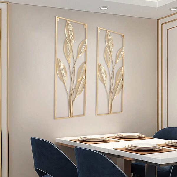 Two-Pack Wall Decor 3D Metal Wall Art Pear Leaves