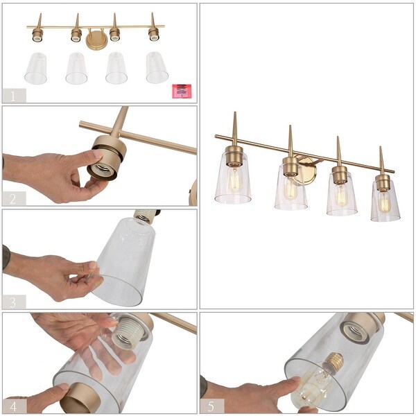 Ciare Modern Gold Bathroom Vanity Light Linear Wall Sconces with Clear Glass Shade - L 28.3"* W 5.5"* H 11"